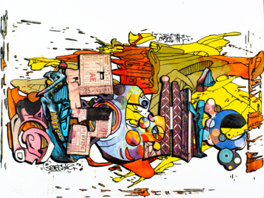 Коллажи под названием "GASCHIE 10 Coloured…" - Sebastian Herrling, Подлинное произведение искусства, Коллажи