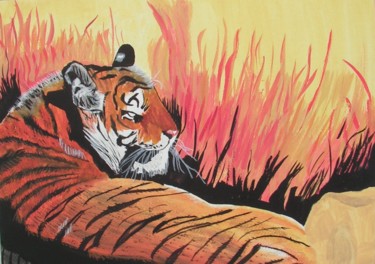 绘画 标题为“le tigre” 由Sebastian Ponchaut (sterton), 原创艺术品, 水彩