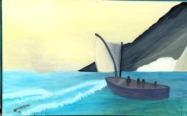Schilderij getiteld "la mer" door Sebastian Ponchaut (sterton), Origineel Kunstwerk