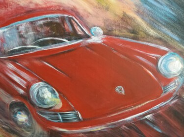 Painting titled "Porsche 911" by Sebastian Sa, Original Artwork, Oil Mounted on Wood Stretcher frame