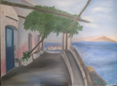 Painting titled "Isole Eolie" by Sebastiana Grazia Leonardi, Original Artwork, Oil