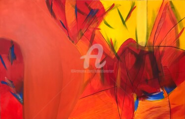 Malerei mit dem Titel "Le Rouge et Le Rouge" von Sebastian Olivier Burckhardt, Original-Kunstwerk, Acryl