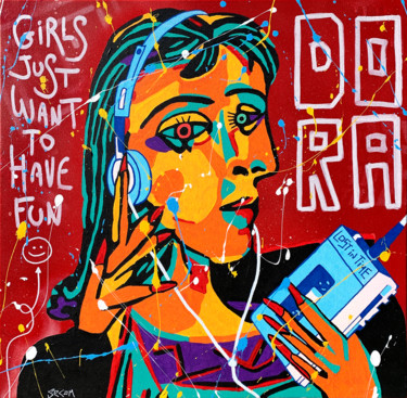 Painting titled "DORA" by Secam, Original Artwork, Acrylic Mounted on Wood Stretcher frame