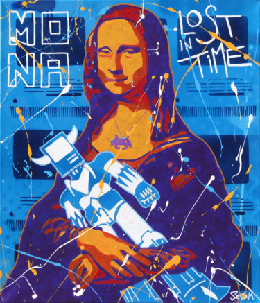 Schilderij getiteld "MONA" door Secam, Origineel Kunstwerk, Acryl Gemonteerd op Frame voor houten brancard