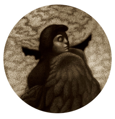 绘画 标题为“The bird Sirin” 由Николай Седнин (Nicolas Sedninne), 原创艺术品, 墨