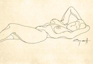 Рисунок под названием "Tatiana posing #5" - Николай Седнин (Nicolas Sedninne), Подлинное произведение искусства, Чернила