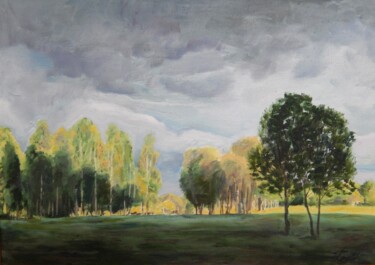 Malarstwo zatytułowany „Before the rain” autorstwa Natalia Fedotovskikh, Oryginalna praca, Olej Zamontowany na Drewniana ram…