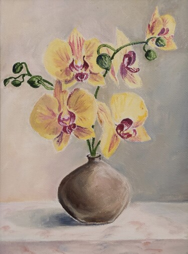 Peinture intitulée "Graceful orchids. A…" par Natalia Fedotovskikh, Œuvre d'art originale, Huile Monté sur Châssis en bois