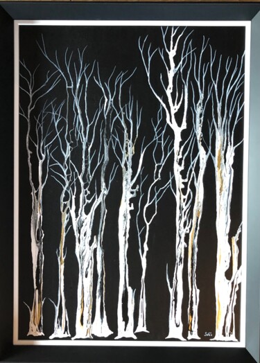 Картина под названием "Golden marbled trees" - Segolene Genoud (SEG'S), Подлинное произведение искусства, Акрил Установлен н…