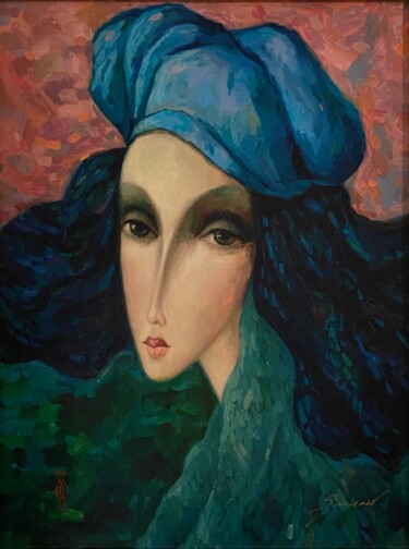 Malarstwo zatytułowany „Marina” autorstwa Segueï Smirnov, Oryginalna praca, Nadruk Zamontowany na Drewniana rama noszy