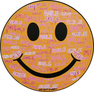 Γλυπτική με τίτλο "SMILE" από Segutoart, Αυθεντικά έργα τέχνης, Ξύλο Τοποθετήθηκε στο Ξύλινο πάνελ