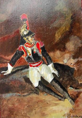 Painting titled "Le cuirassier bless…" by Jean-Claude Selles Brotons, Original Artwork, Oil