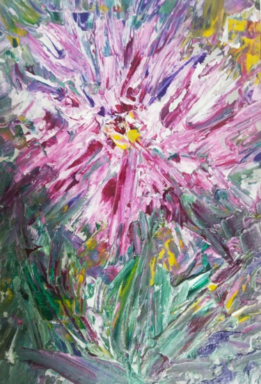 Peinture intitulée "Pink Aster" par Selena Sashina, Œuvre d'art originale, Huile