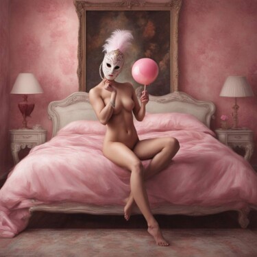 Digitale Kunst mit dem Titel "Girl with pink Ball…" von Selena Sashina, Original-Kunstwerk, Digitale Malerei