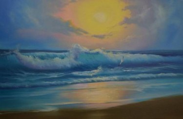 Картина под названием "Океанская волна.jpg" - Darya Semenova, Подлинное произведение искусства, Масло