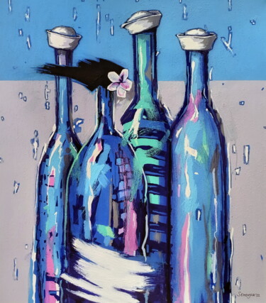 Malerei mit dem Titel "Blue Hawaii" von Evgen Semenyuk, Original-Kunstwerk, Acryl