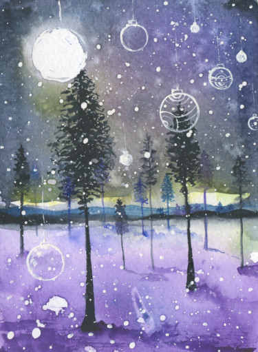 「Magic forest」というタイトルの絵画 Надежда Опекунова (Lillas_art)によって, オリジナルのアートワーク, 水彩画