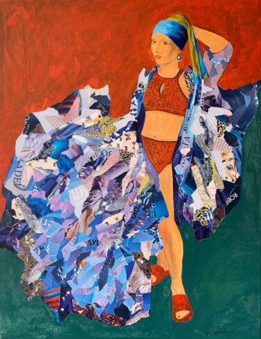 제목이 "Girl in a beach dre…"인 미술작품 Olga Sennikova로, 원작, 아크릴 나무 들것 프레임에 장착됨