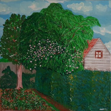Malarstwo zatytułowany „Garden with roses i…” autorstwa Seon Young Park, Oryginalna praca, Akryl