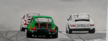 Schilderij getiteld "3mal Porsche 911 RS" door Sepp Wörle, Origineel Kunstwerk, Acryl