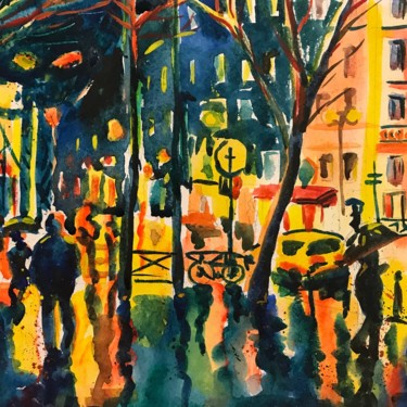 Painting titled "new-york.jpg" by Serik Bakhretdinov, Original Artwork, Watercolor