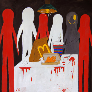 Painting titled "The last supper" by Serafima Sednina, Original Artwork, Tempera