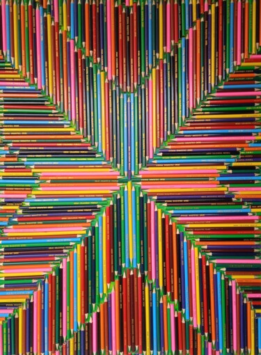 Collagen mit dem Titel "explosion d'étoile…" von Serge Arnaud, Original-Kunstwerk, Collagen Auf Keilrahmen aus Holz montiert