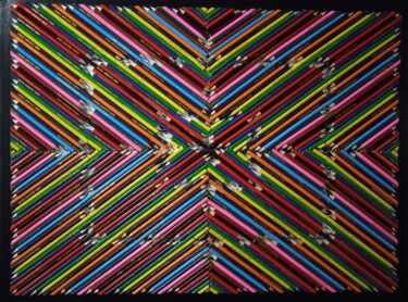 Картина под названием "crayons de couleurs…" - Serge Arnaud, Подлинное произведение искусства, Акрил Установлен на Деревянна…