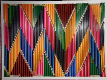 Collages titled "crayons de couleurs…" by Serge Arnaud, Original Artwork, Collages