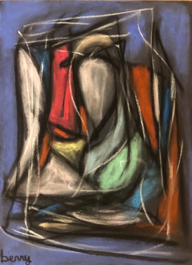 Malerei mit dem Titel "Nature morte aux po…" von Serge Berry, Original-Kunstwerk, Kohle