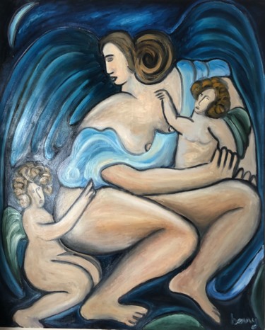 Schilderij getiteld "La nativité, l'amou…" door Serge Berry, Origineel Kunstwerk, Olie