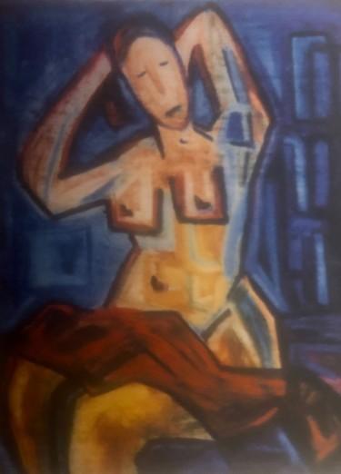 Painting titled "Femme au bain se co…" by Serge Berry, Original Artwork, Oil