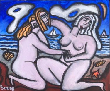 Malerei mit dem Titel "Artemis et Dictynna…" von Serge Berry, Original-Kunstwerk, Acryl