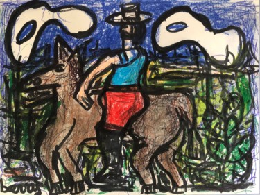 Painting titled "Chico et Jose parte…" by Serge Berry, Original Artwork, Wax