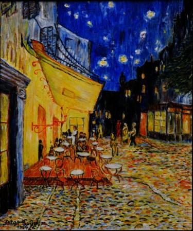 Malerei mit dem Titel "café de nuit" von Serge Boisse, Original-Kunstwerk, Öl