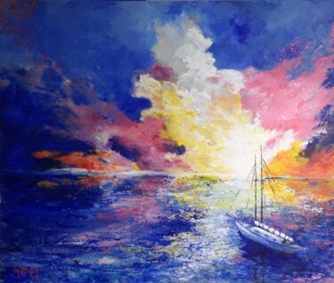 Schilderij getiteld "Ocean Colors" door Serge Mathiot, Origineel Kunstwerk, Acryl