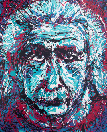 「Albert Einstein」というタイトルの絵画 Serge Mazetによって, オリジナルのアートワーク, アクリル