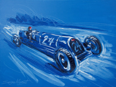 Peinture intitulée "The Blue Rider - Bu…" par Serge Mazet, Œuvre d'art originale, Huile
