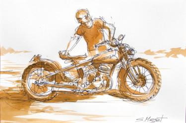 Rysunek zatytułowany „Bobber Harley David…” autorstwa Serge Mazet, Oryginalna praca, Atrament