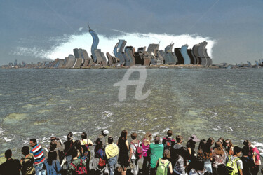 Digitale Kunst getiteld "Vue de Manhattan" door Serge Nouchi, Origineel Kunstwerk