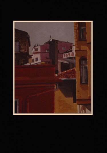 Pintura titulada "Le quartier de Beyo…" por Serge Salis, Obra de arte original, Oleo Montado en Otro panel rígido