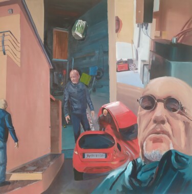 「My Home 2」というタイトルの絵画 Serge Salisによって, オリジナルのアートワーク, オイル ウッドストレッチャーフレームにマウント