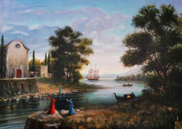 Pittura intitolato "Романтический пейза…" da Serge Sunne, Opera d'arte originale, Acrilico
