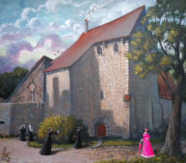 Painting titled "Château-monastère d…" by Serge Sunne, Original Artwork, Acrylic