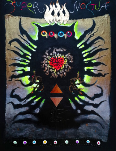 Schilderij getiteld "super noctua" door Serge Sunne, Origineel Kunstwerk, Acryl