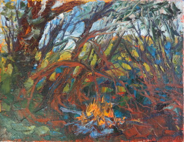 Картина под названием "Fishermen by the se…" - Serge Syrok, Подлинное произведение искусства, Масло Установлен на Деревянная…