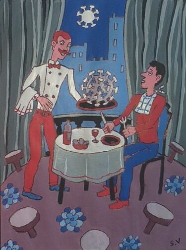 Pittura intitolato "bon appétit" da Serge Voulouzan, Opera d'arte originale, Acrilico