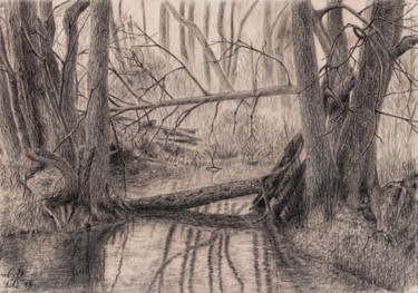 Dibujo titulada "At the creek (У руч…" por Igor Sergeev, Obra de arte original, Lápiz