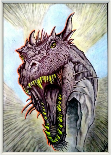 Zeichnungen mit dem Titel "Дракон" von Sergei Burdyk, Original-Kunstwerk, Bleistift