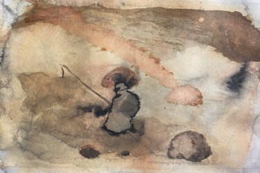 Pittura intitolato "Fishman" da Sergei Kozachenko, Opera d'arte originale, Inchiostro